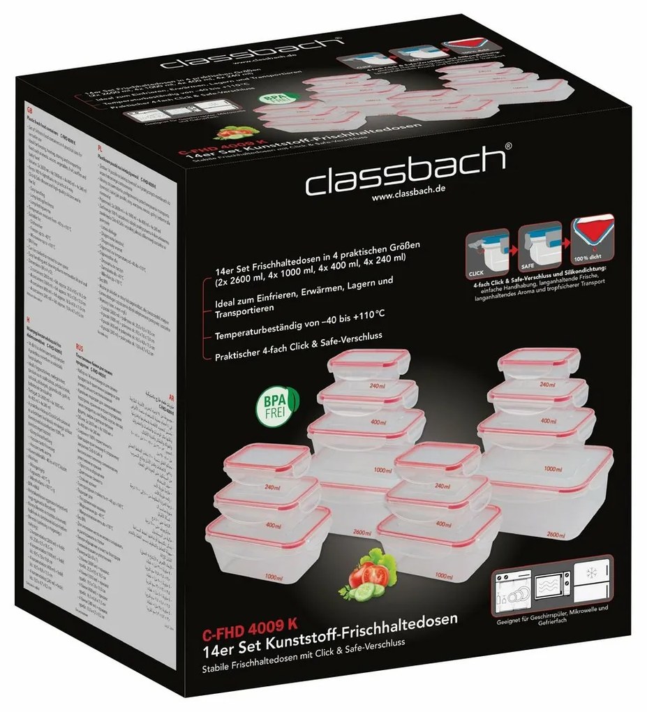 Set 14 recipiente din plastic Classbach FHD 4009