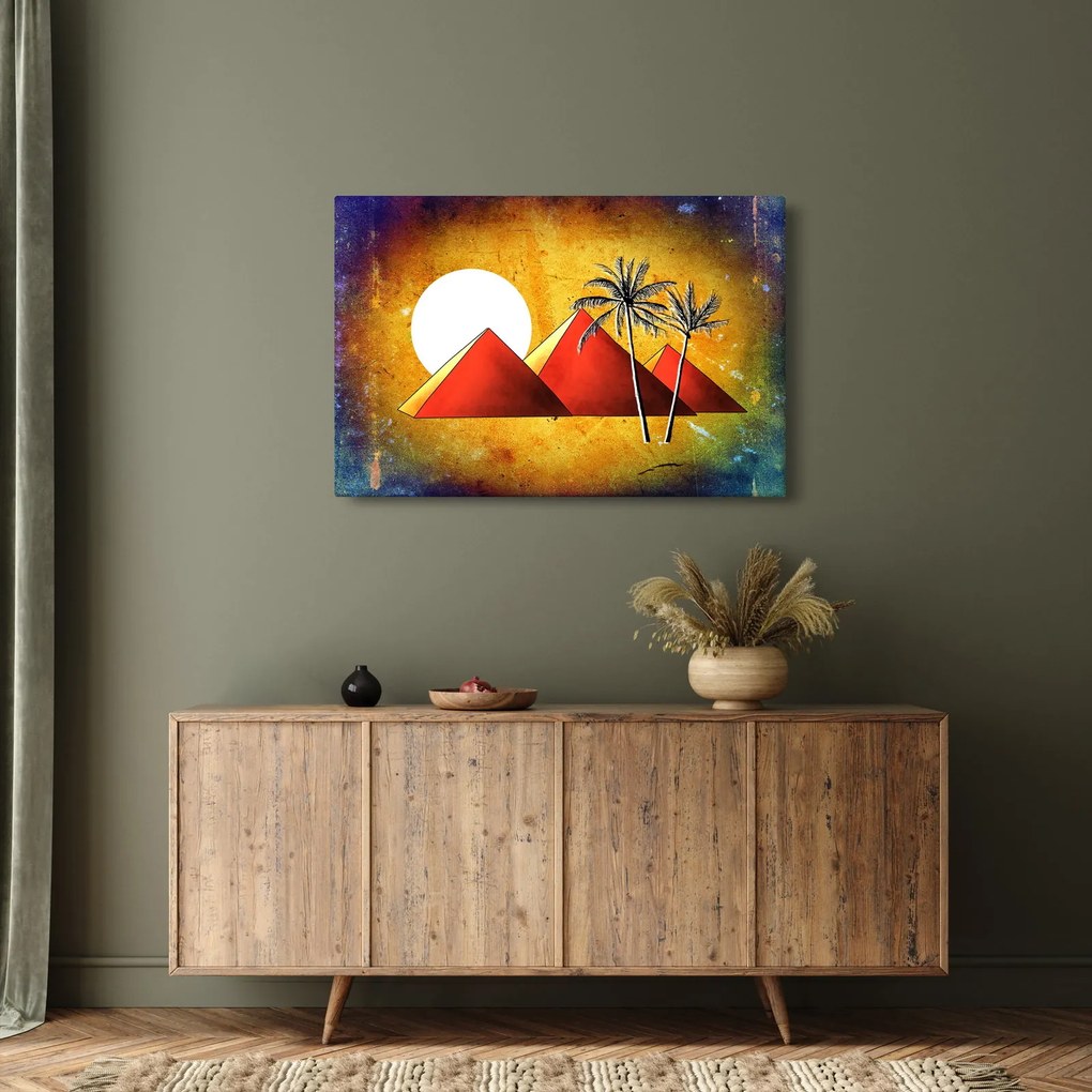 Tablou cu piramidele egiptene pictate (90x60 cm)