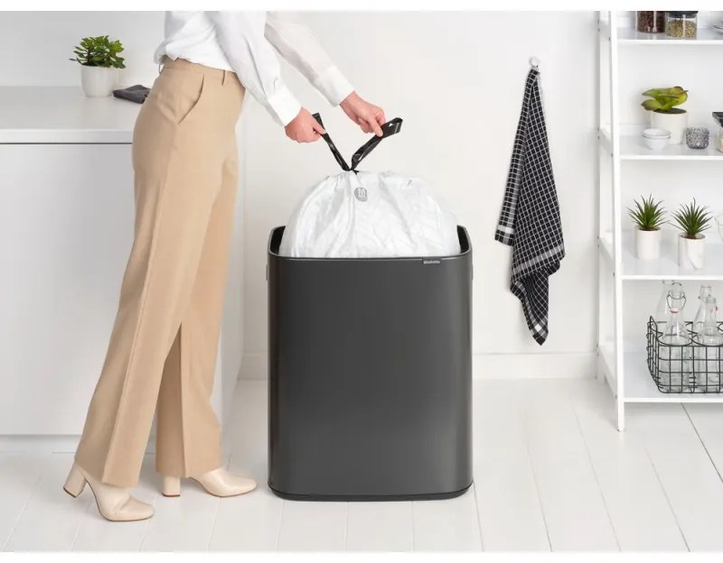 Cos de gunoi Brabantia Bo Touch 1008858, 60 L, Deschidere lina si silentioasa, Deschidere mare, Gri
