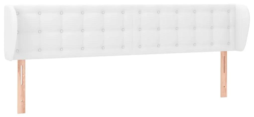 3117241 vidaXL Tăblie de pat cu aripioare alb 163x23x78/88 cm piele ecologică