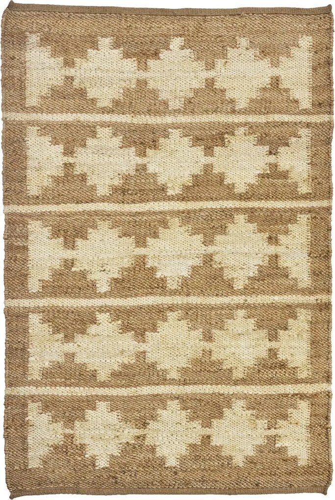 Covor din iută țesut manual cu model geometric, 120×180 cm, „Jute Rug"