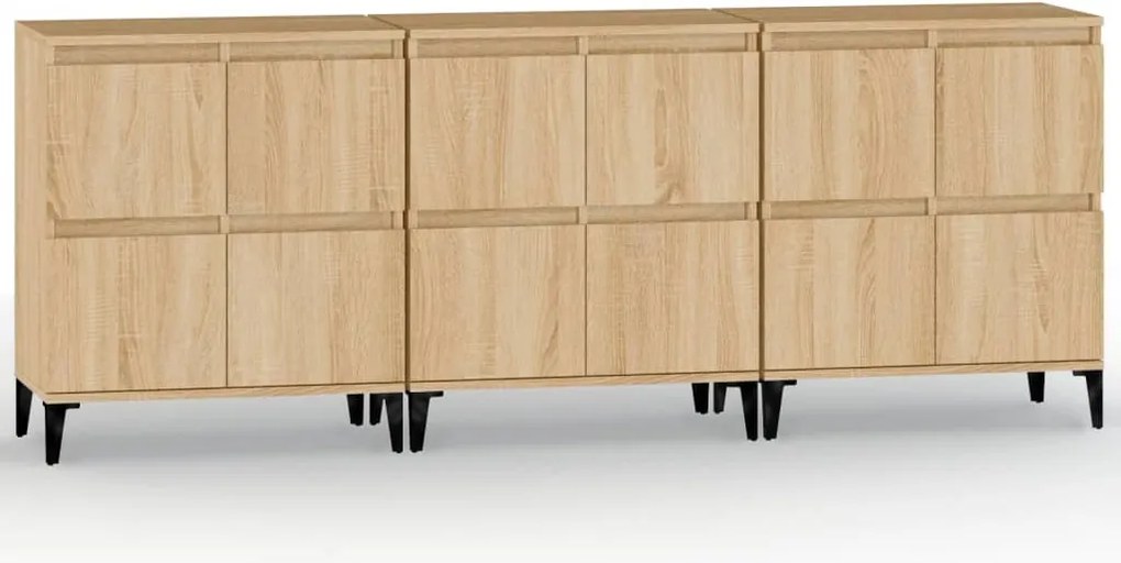 vidaXL Dulapuri, 3 buc, stejar sonoma, 60x35x70 cm, lemn prelucrat