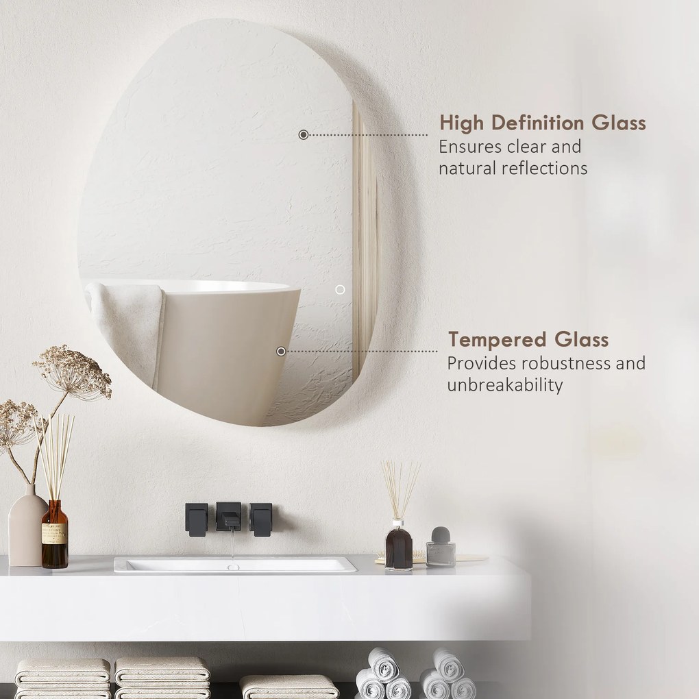 HOMCOM Oglindă de Baie LED cu Comutator Tactil Inteligent și  Intensitate Reglabilă, 80x5x60 cm, Argintiu | Aosom Romania