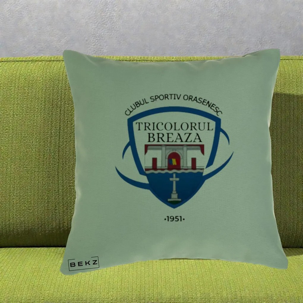 Perna Personalizata CSO Tricolorul Breaza 1951, 40x40 cm, Verde, Husa Detasabila, Perna Inclusa, BEKZ®