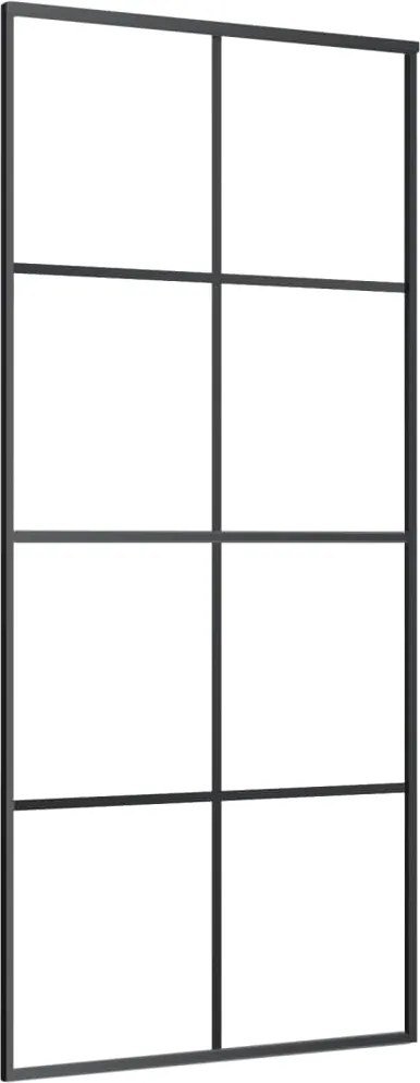 vidaXL Ușă glisantă, negru, 90x205 cm, aluminiu și sticlă ESG