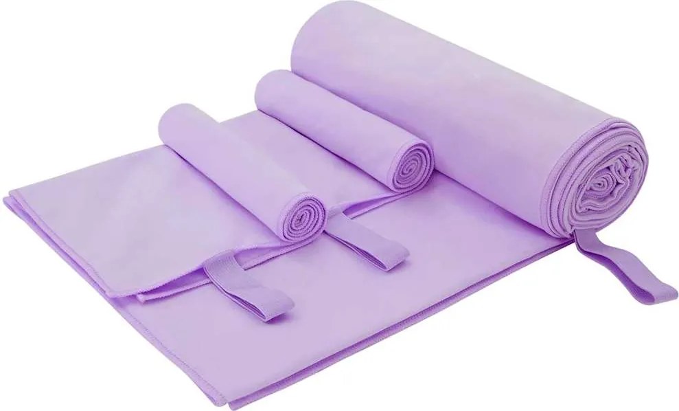 vidaXL Set de Prosoape Sport 3 pcs Violet Poliester și poliamidă