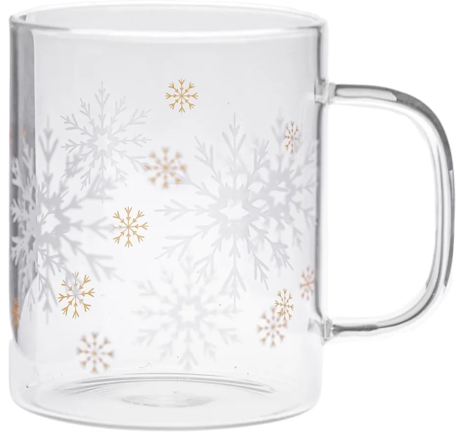 Cană din sticlă 410 ml cu model de Crăciun Frosty Flakes – Dakls