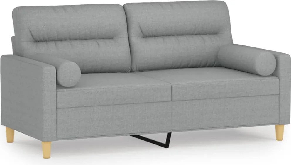 vidaXL Canapea cu 2 locuri cu pernuțe, gri deschis, 140 cm, textil