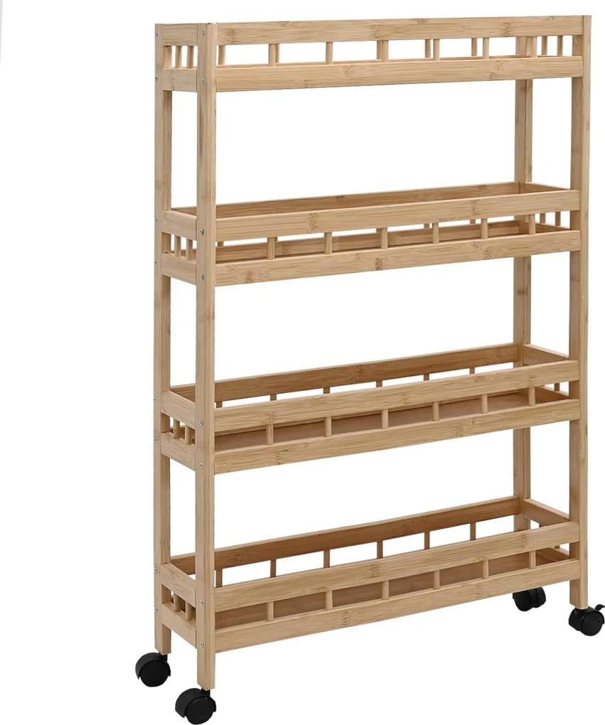 vidaXL Cărucior de bucătărie cu roți natural 60 x 18 x 97 cm Bambus