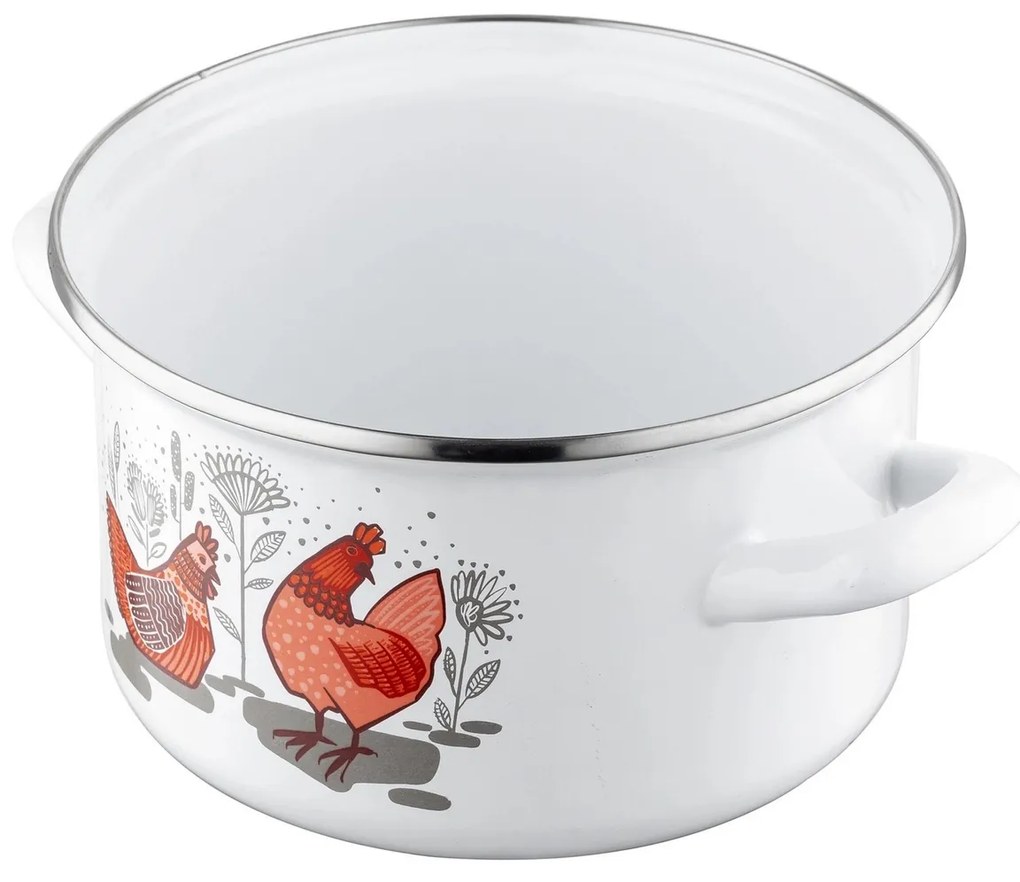 Oală emailată cu capac Emalia Pleszew Rubinka, 18 cm, 2,6 l, diam. 18 cm