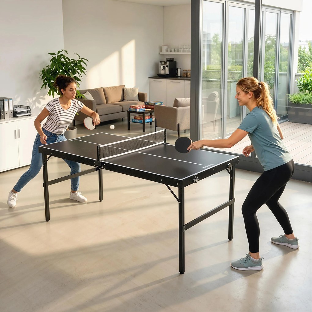 SPORTNOW Masă Pliabilă de Ping Pong cu Fileu și Mâner | Aosom Romania