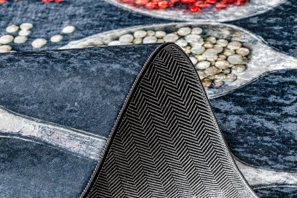 ANDRE 42760 covor lavabil linguri, condimente bucatarie, anti-alunecare - gri / verde