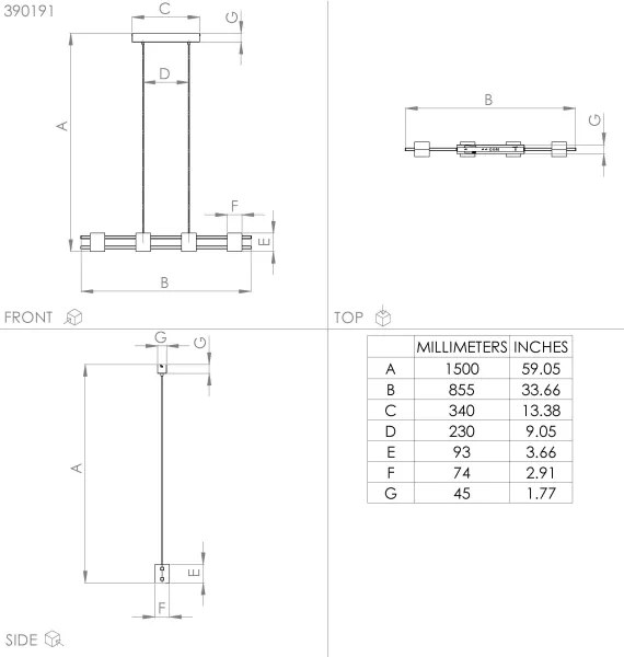 Lustră pe cablu Eglo 390191 LEVANTARA 4xE27/40W/230V negru/maro
