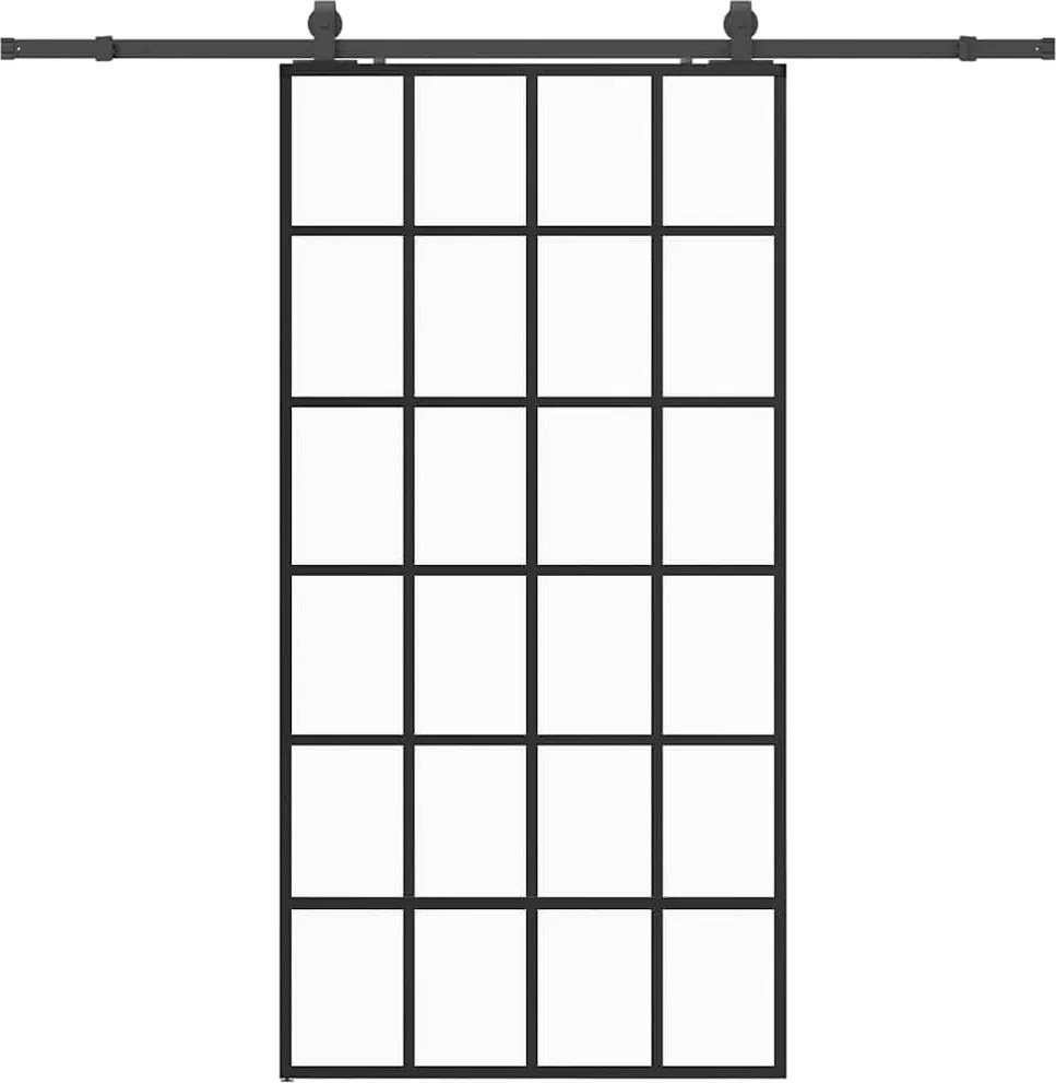 vidaXL Ușă glisantă cu set de feronerie neagră 102x205 cm Sticlă ESG