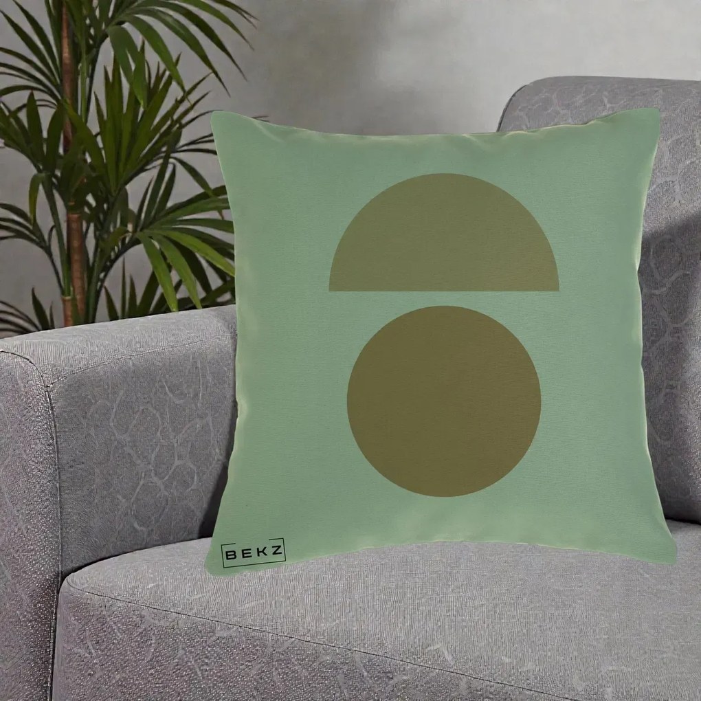 Perna Decorativa Geometric Minimalist Auriu, 40x40 cm, Verde, Husa Detasabila, Perna Inclusa, BEKZ®