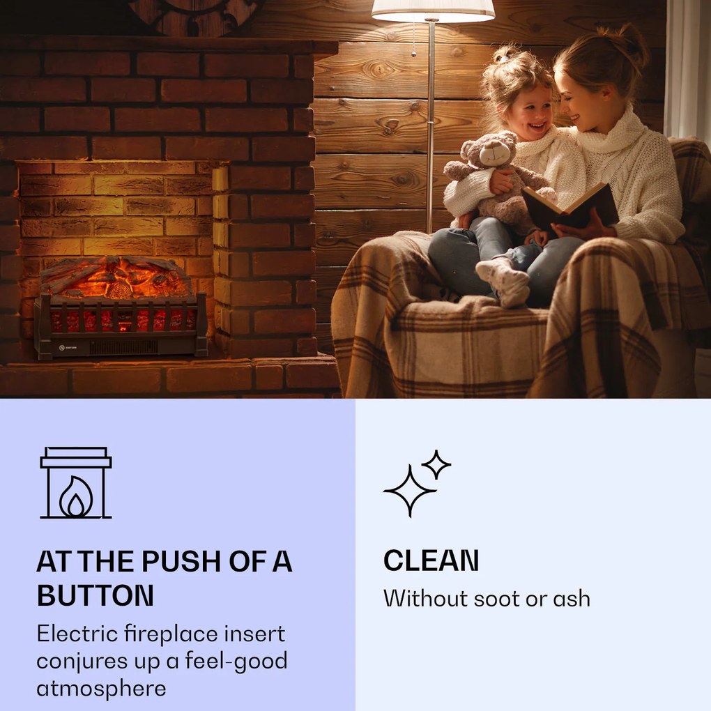 Klarstein Kamini FXL 2G Șemineu electric Inserție șemineu 1800 W iluzie de flacără 3D LED