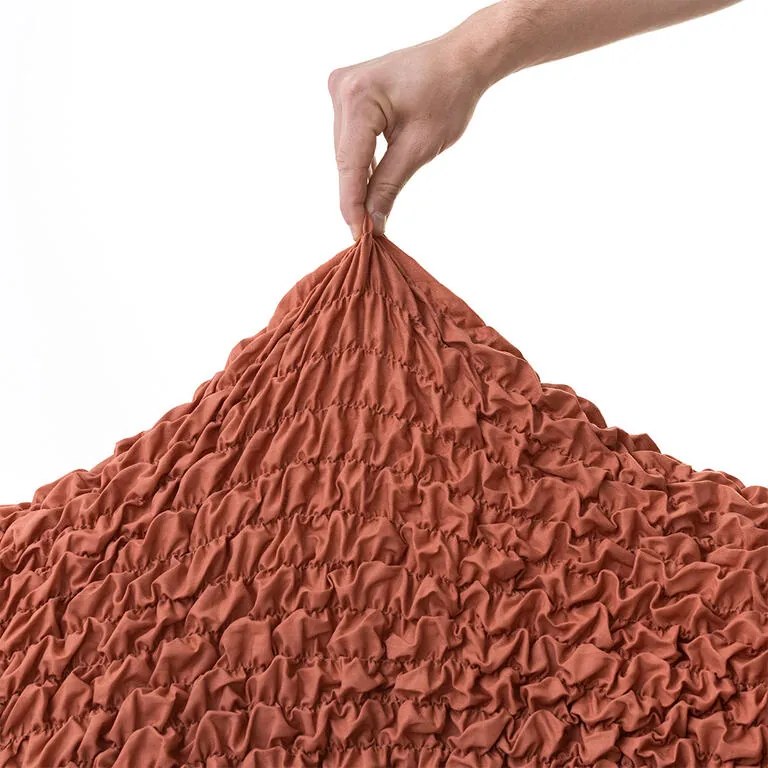 Huse bielastice FUCO bumbac bio cărămiziu fotoliu triplu (l. 170 - 220 cm)