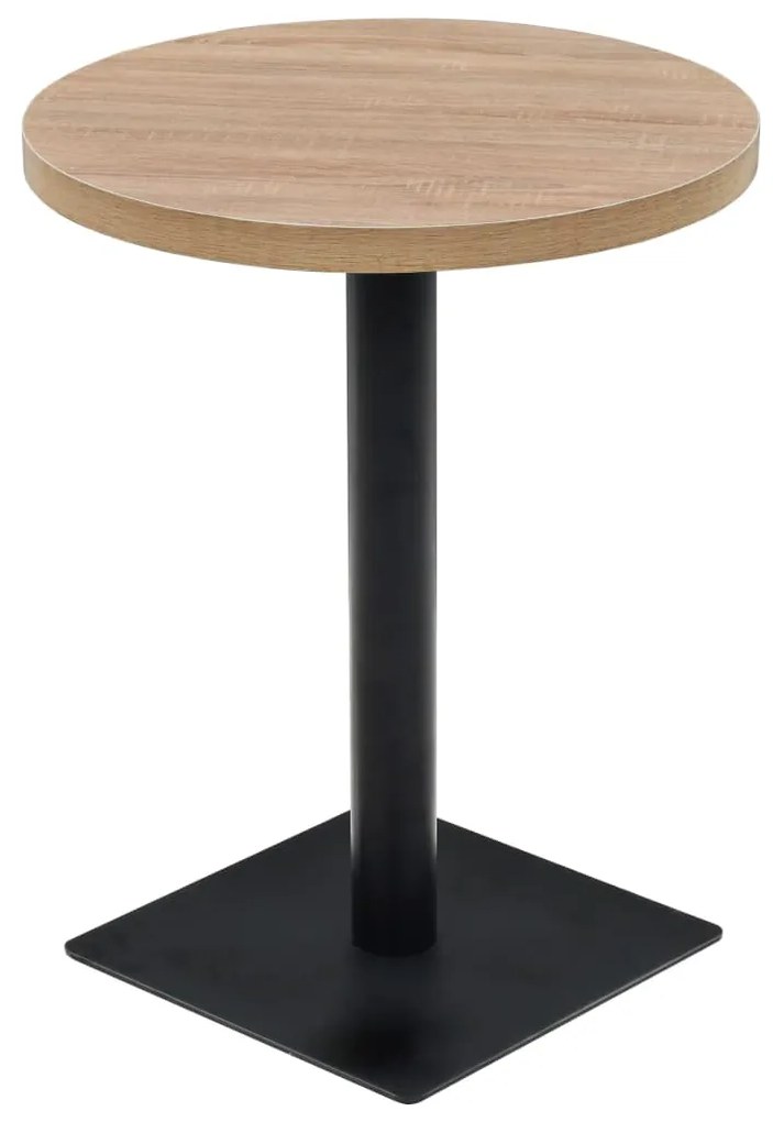 245612 vidaXL Masă bistro, MDF și oțel, rotundă, 60x75 cm, culoare stejar