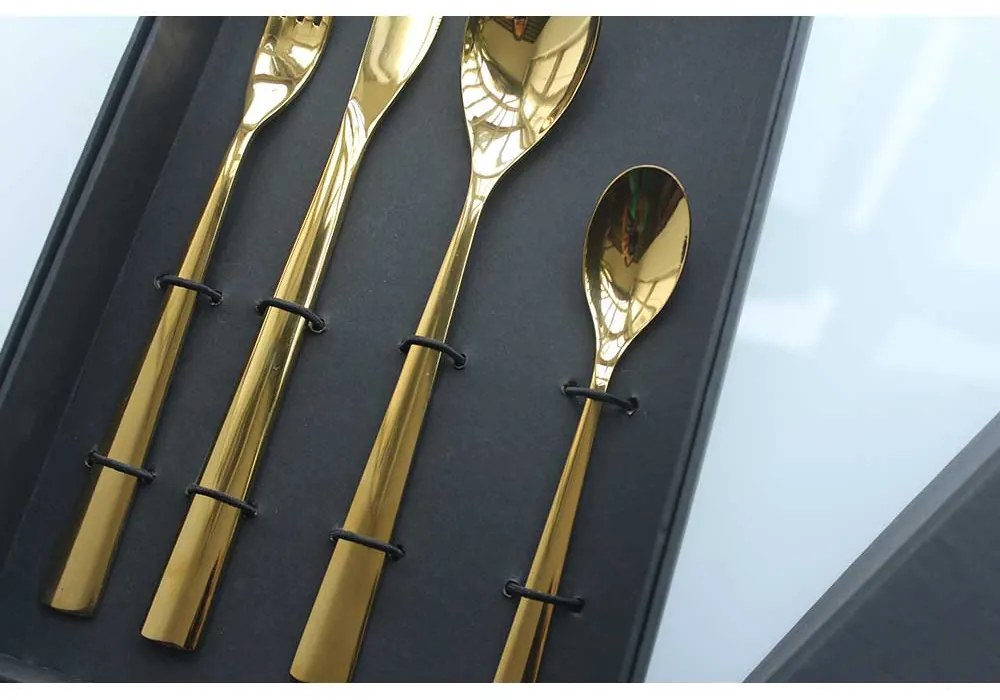 SET TACAMURI INOX, 24 PIESE, FINISAJ AURIU LUCIOS