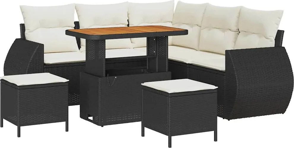 vidaXL Set de canapele pentru grădină 8 pcs Negru poliratan