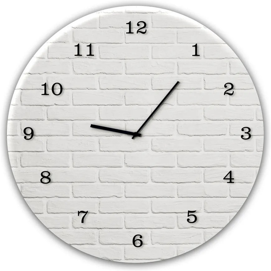 Ceas de perete Styler Glassclock White Brick, ⌀ 30 cm