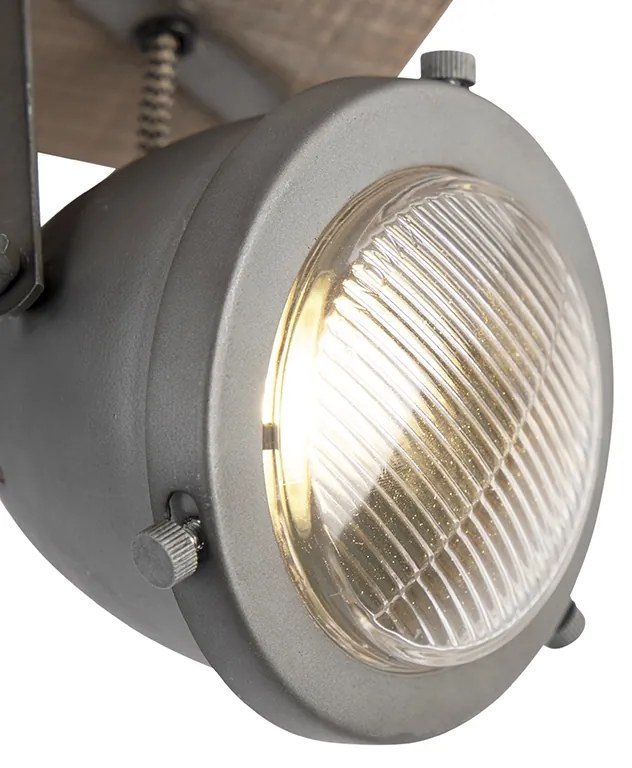Spotlight industrial din oțel cu lemn inclinabil cu 3 lumini - Emado