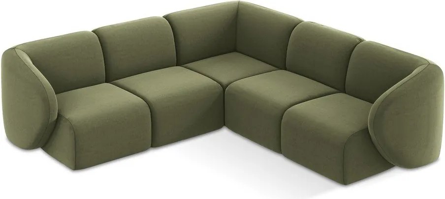 Colțar verde cu tapițerie din catifea Lani – Makamii