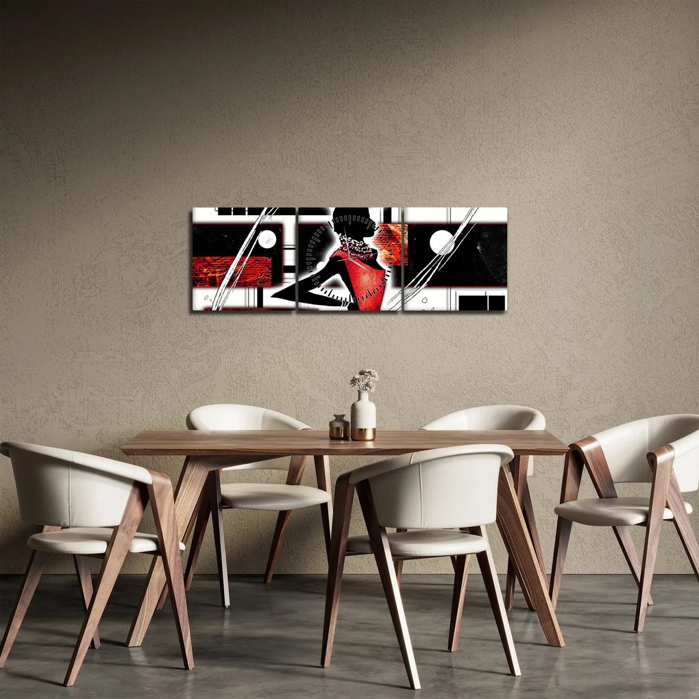 Tablou picuturii cu damă străveche (cu ceas) (90x30 cm)