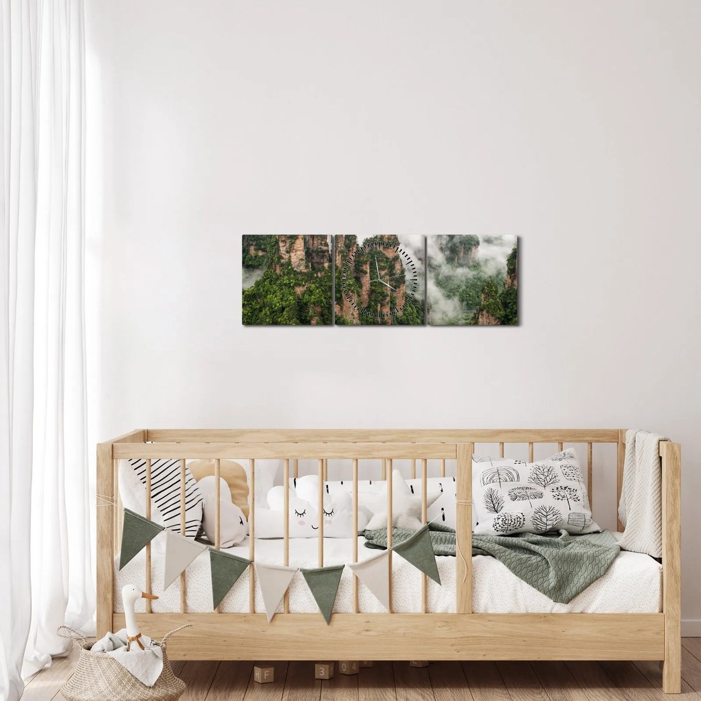 Tablou - Parcul Național Zhangjiajie, China (cu ceas) (90x30 cm)