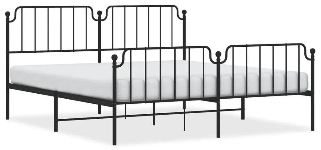373908 vidaXL Cadru pat metalic cu tăblie de cap/picioare , negru, 160x200 cm
