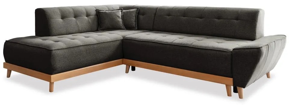 Colțar extensibil cu șezlong pe partea stângă Miuform Dazzling Daisy L, gri închis