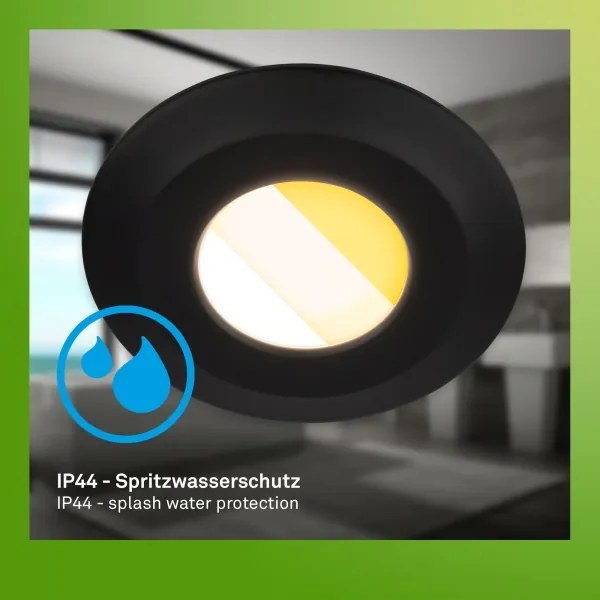 Briloner 7589035 – Set 3x spoturi LED dimabile încastrate pentru baie KLIRA, 1xLED/4,9W/230V IP44, negru