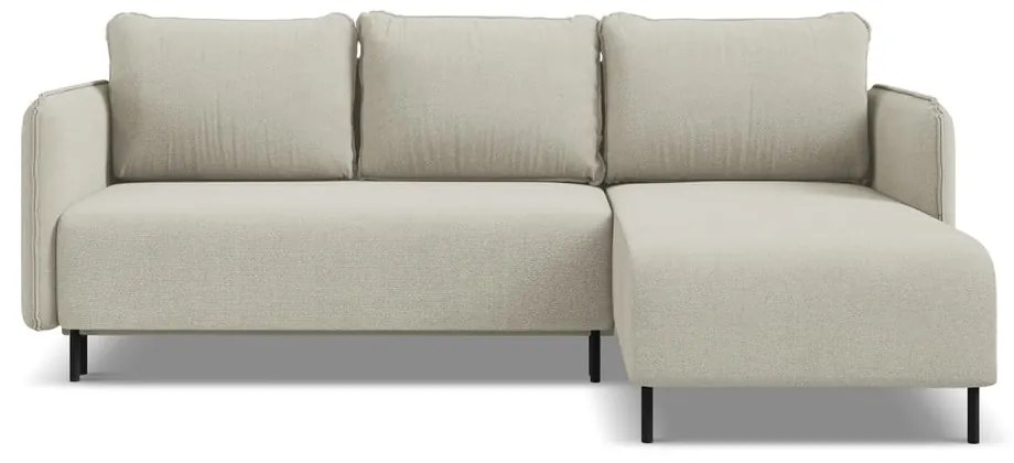 Colțar bej extensibil/cu spațiu de depozitare (cu colț pe partea dreaptă) Luana – Makamii