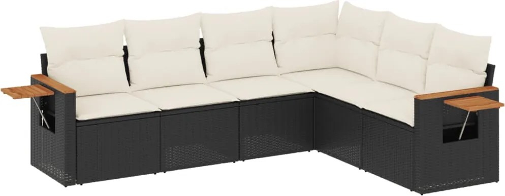 vidaXL Set mobilier de grădină cu perne, 6 piese, negru, poliratan