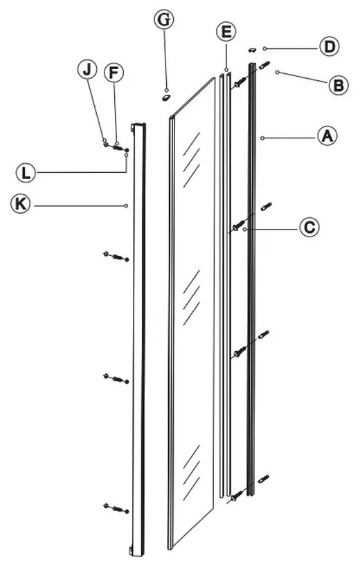 Perete fix dus sticla cu cadru metalic 80x190 cm Sanswiss, Ocelia 800x1900 mm