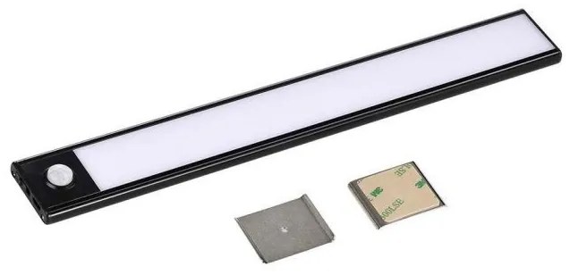 Corp led pentru dulap cu senzor de miscare si acumulator, 2.5 W, lumina neutra(4000K), 260 lm, IP20, negru, V-TAC
