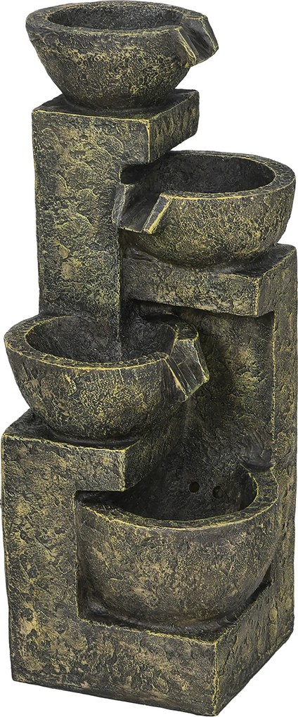 Outsunny Fântână de grădină, fântână de apă, viteză reglabilă, 25 x 24 x 60 cm, Negru | Aosom Romania