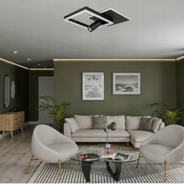 Plafonieră LED/38W/230V + 1xGU10/30W neagră
