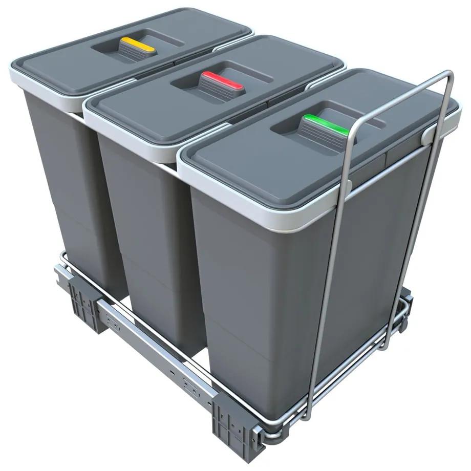 Coș de gunoi de plastic pentru deșeuri selecționate/încorporat 12 + 12 + 12 l Ecofil - Elletipi