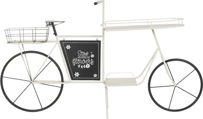 Stand decorativ alb, cu rafturi din metal , tip "Retro Bicycle"