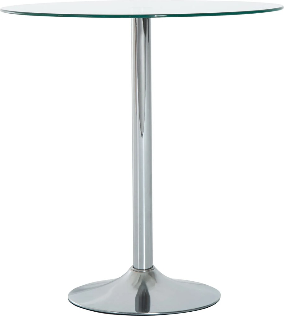 HOMCOM Masă rotundă cu blat din sticlă, cadru metalic, argintiu | Aosom Romania