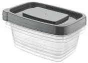 Set de 3 Cutii alimentare Dreptunghiulare cu Capac Gri de 1130 ml