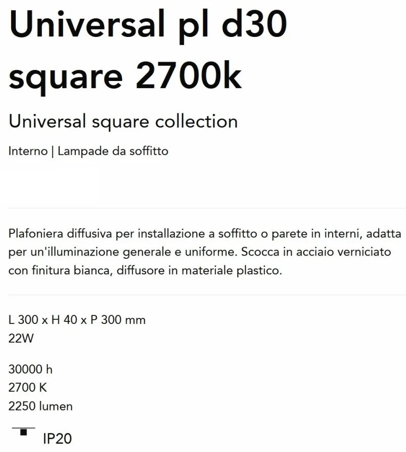 Plafoniera LED perete/tavan Universal pl d30 square 2700k