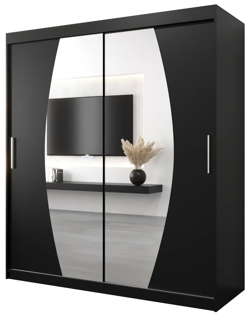 Dulap de haine 180 cm Eclipse (Negru mat + Negru mat). 1063418