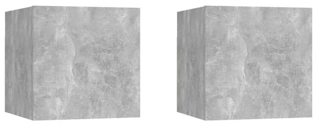 3079719 vidaXL Noptiere, 2 buc., gri beton, 30,5x30x30 cm, lemn prelucrat