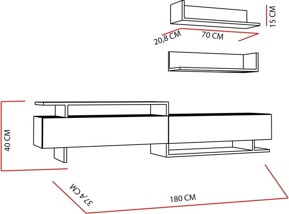 Măsuță TV cu rafturi Ayaz White and Teak