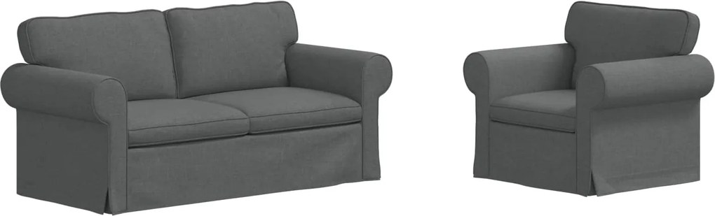 vidaXL Set de canapea 2 pcs Gri închis 175 x 82 x 80 cm țesătură