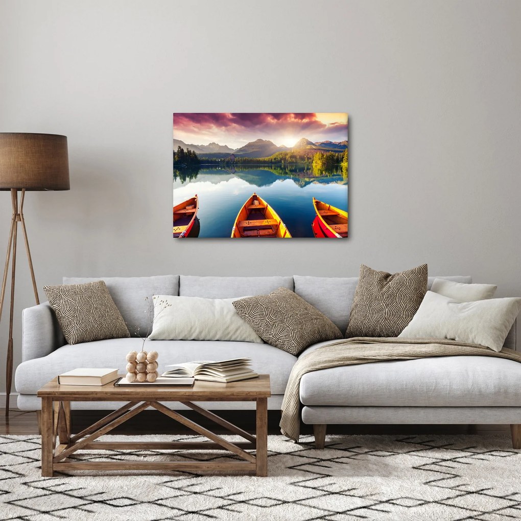 Tablou - Lac cu bărci (70x50 cm)