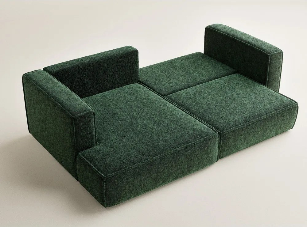 Colțar verde închis extensibil/cu spațiu de depozitare cu tapițerie din chenille (cu colț pe partea stângă/cu șezlong) Velto – Maison de Rêve