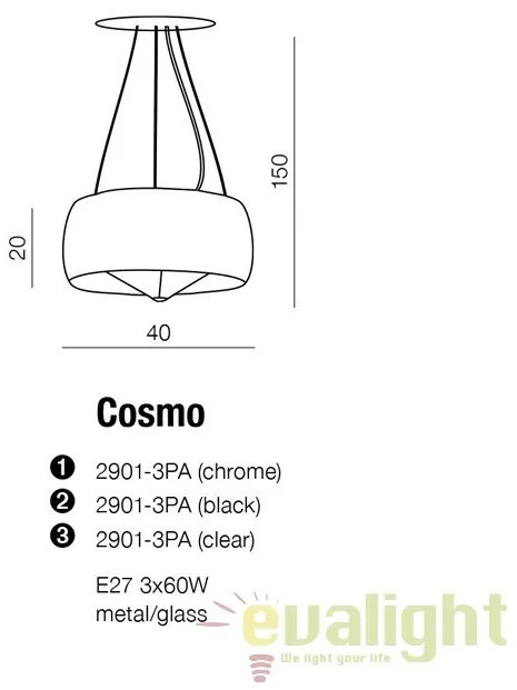 Lustra moderna design elegant 40cm Cosmo Clear